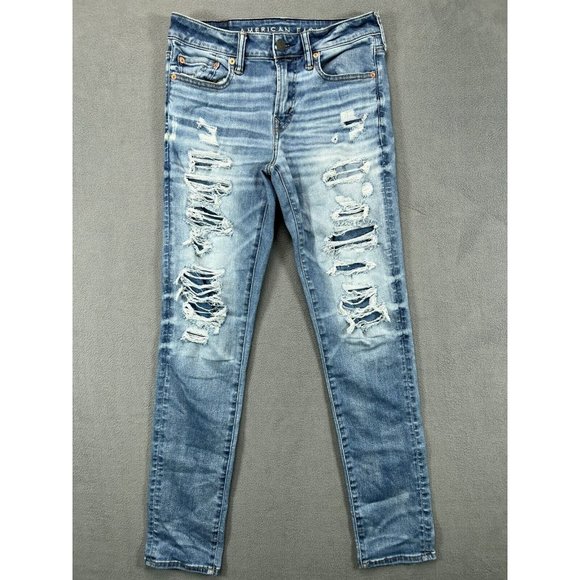 American Eagle Outfitters Other - American Eagle Jeans Mens 30 Blue Denim Flex 360 Skinny Distressed Mens 30x31